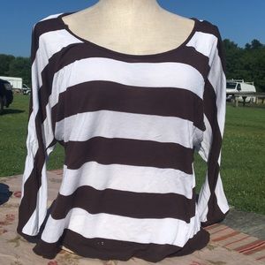 Brown and White Striped Top